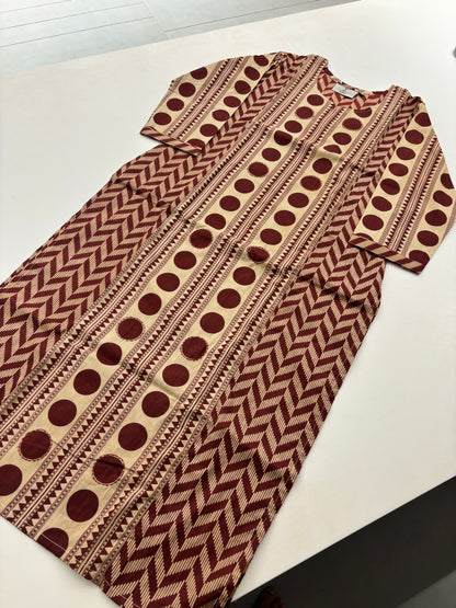 60s Camric Discharge Print With Doriya Dupatta Set