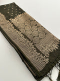 Venkatagiri fancy soft Linen Cotton sarees with self blouse and fancy Border and Butties all over 🌹-AU9