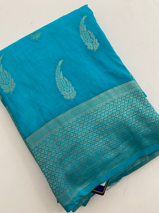 310 Banarasi silky single leaf buttas