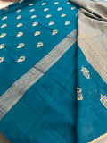 Venkatagiri fancy soft Linen Cotton sarees with self blouse and fancy Border and Butties all over🌹 - AU12