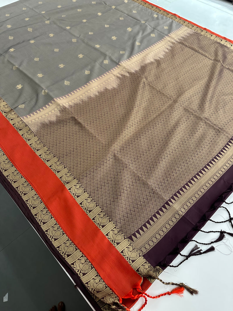 New Semi Soft silk Sarees From Kanchi in beatiful Borders-JU20