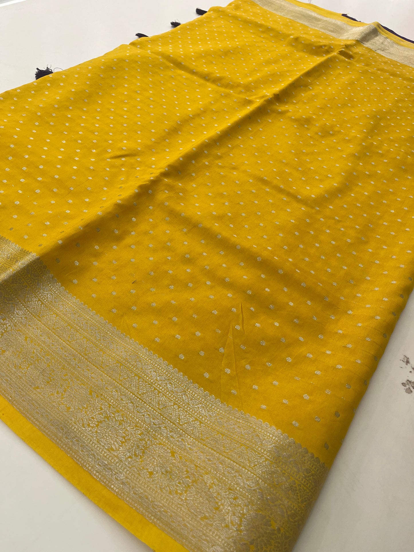 Banarsi Crape Silver Butties