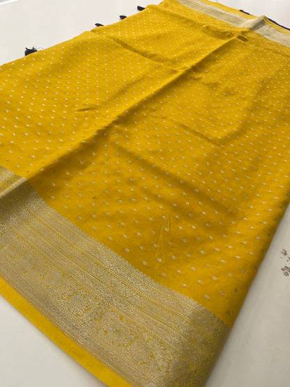 Banarsi Crape Silver Butties