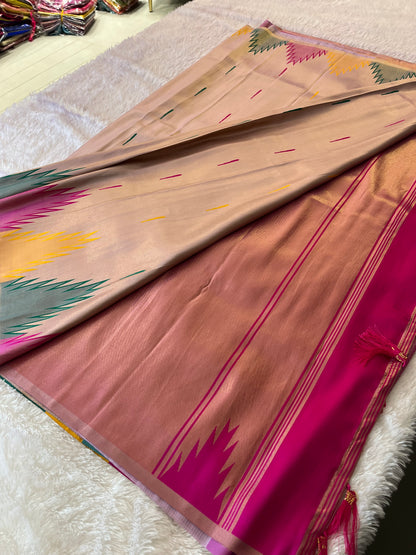 Gold Tissue Silk Temple Design-1028