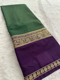 Crepe Silk Sarees in Gold weaving and Big Bentex Border,, comes in checkered pattern and contrast blouse piece 🌹