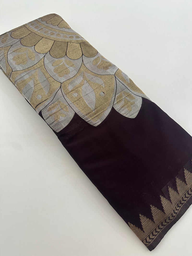 Designer Saree - Wine Crepe Georgette JU17
