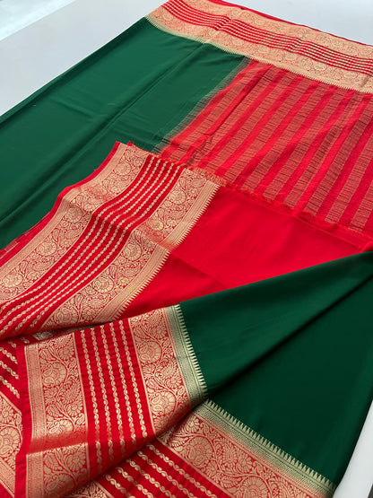 310 semi crape silk kaddi pallu