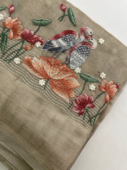 Organza Tissue With Embroidery  Silk