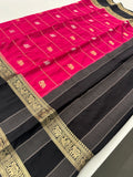 Premium Semi Mysore Silk sarees with silver and gold weavings and contrast blouse piece🌹-AU9