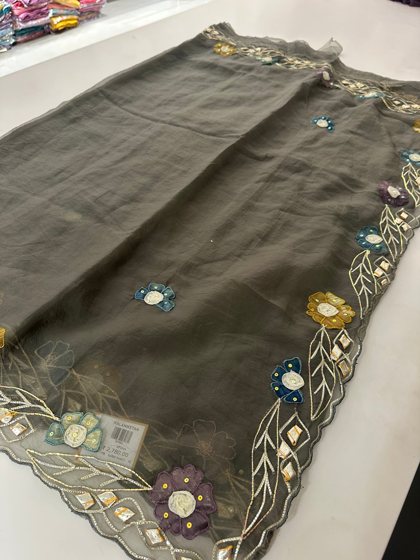 Organza Appliqué Work saree -M27