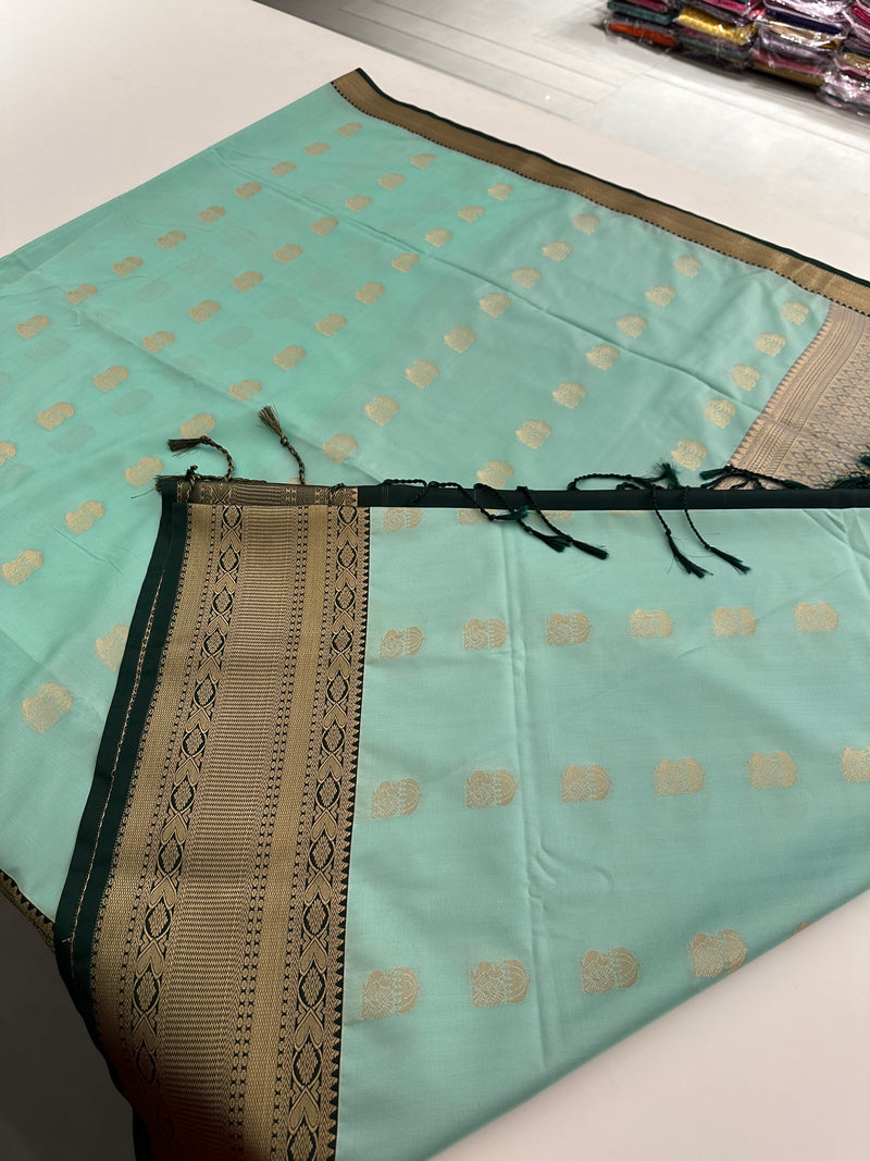 New Semi Soft silk Sarees From Kanchi in beatiful Borders -JU20
