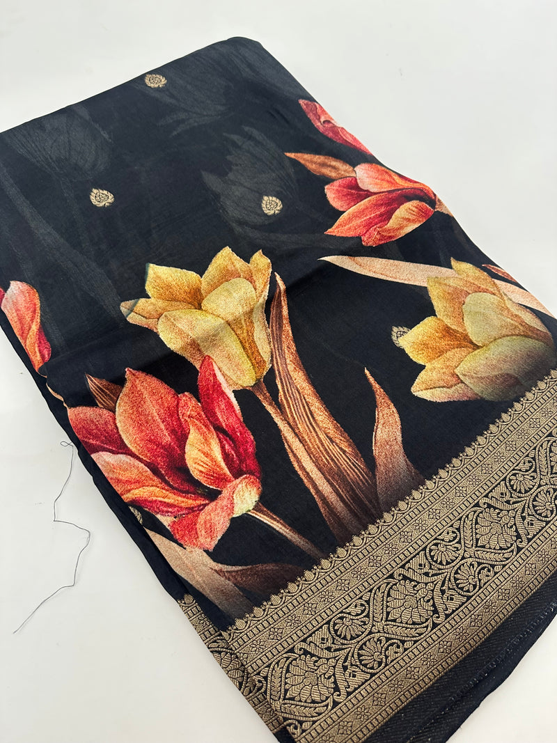Viscose Digital Print Saree-J29