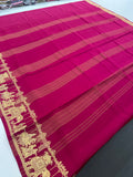PURE 120GSM MYSORE CRAPE SILK SAREE IN PINK COMBINATION WITH GOLD ZARI BUTTIES AND FRESH NEW BORDER- JU2