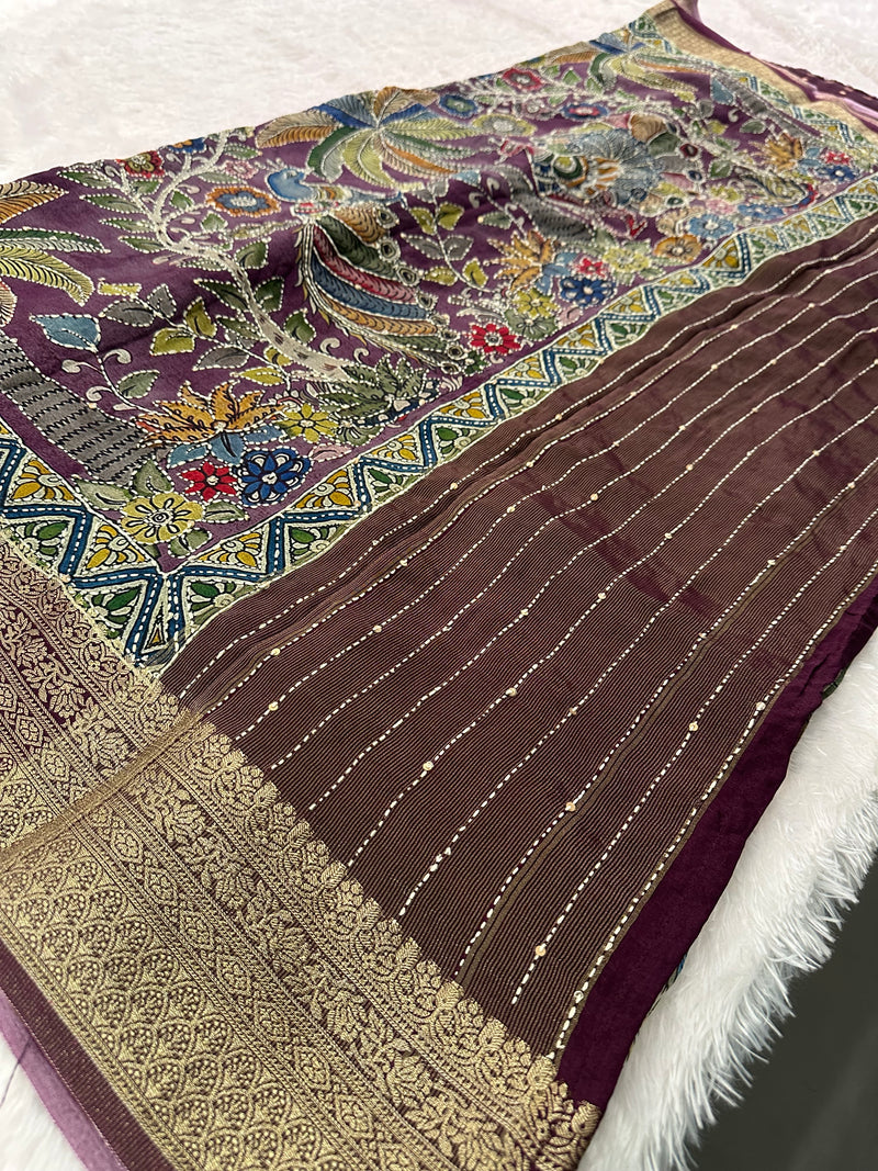 Katha Work Pure Chanderi Mul Saree🔥❣️-JU11