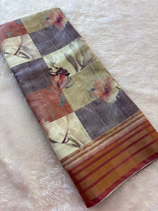 Digital printed Tussar saree