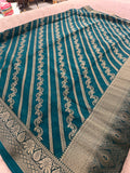 Premium Laser Chiffon Saree – Peacock Blue AU26