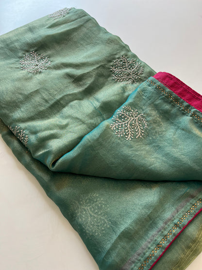 Laser Chiffon Work Saree