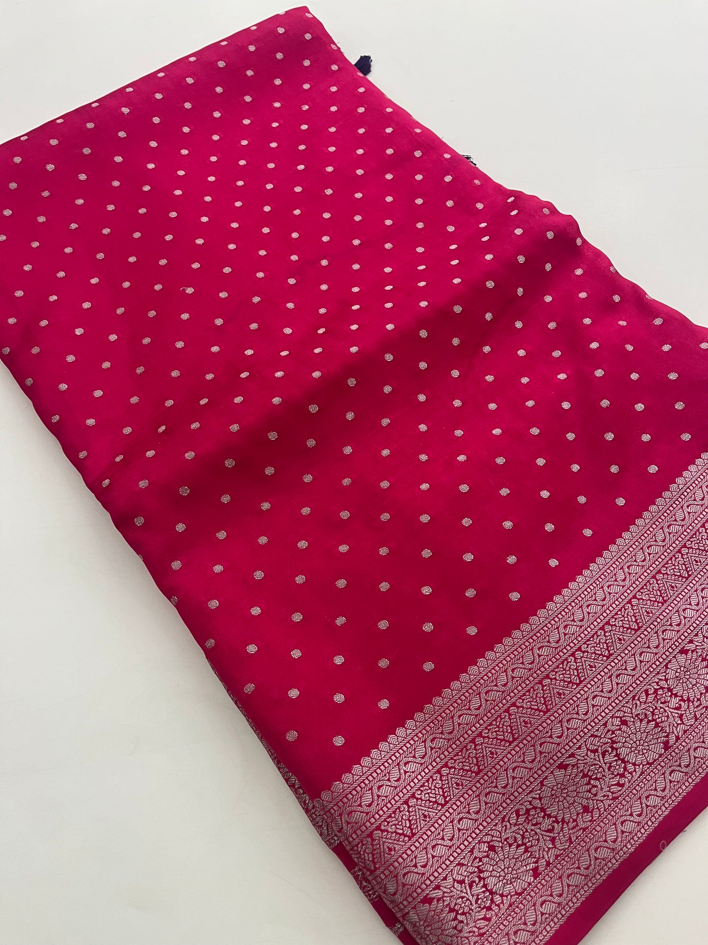 Banarsi Crape Silver Butties