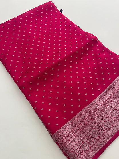 Banarsi Crape Silver Butties