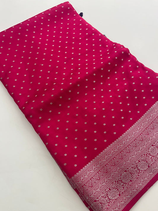 Banarsi Crape Silver Butties