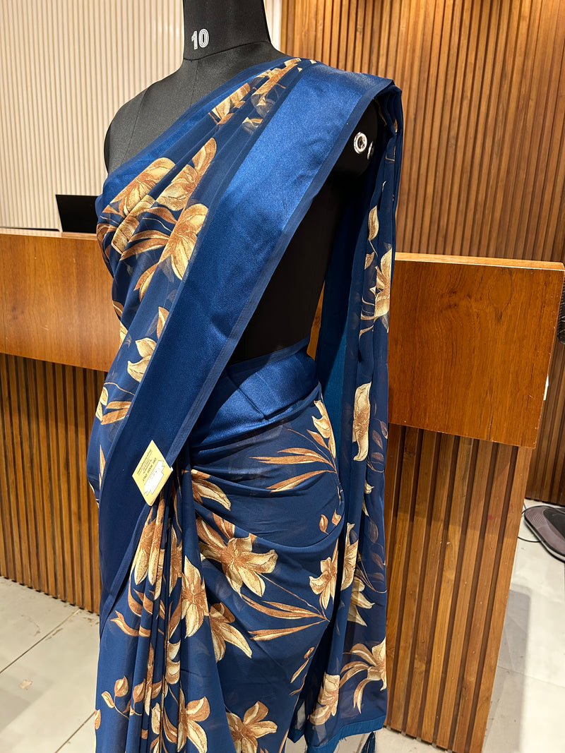 Premium daily wear printed chiffon sarees 🌹 JU26