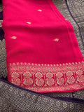Purple x Pink Tussar Designer Saree with Mango Butta All Over JU24