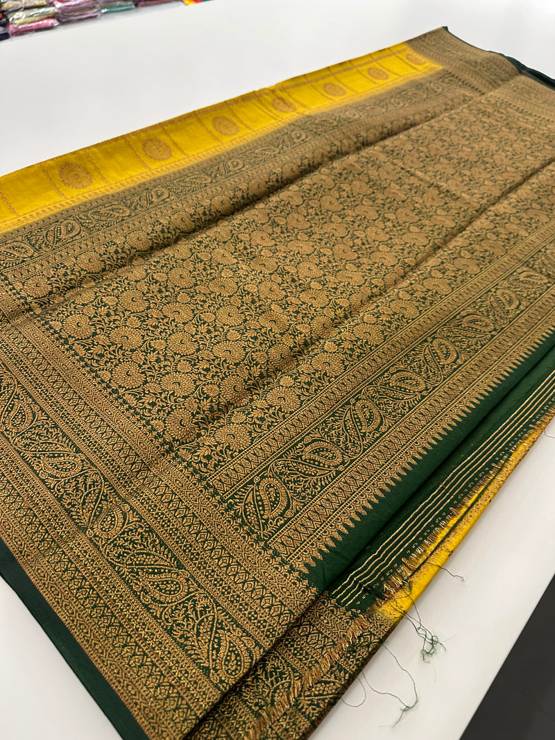 New collection in South Cotton Silk sarees for Varmahalaxmi with contrast matching blouse piece🌹-AU3