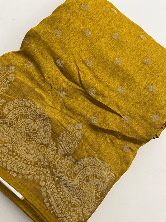 Tussar Fancy Gold Butties