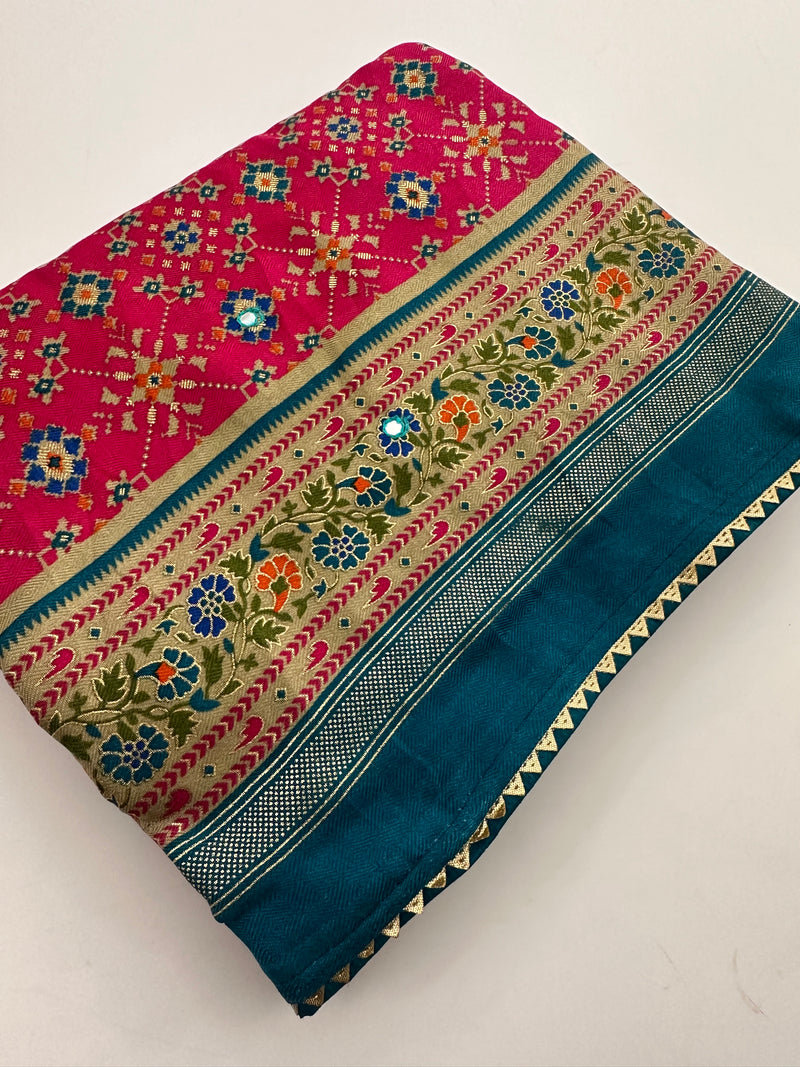 Crush Patola Bandhini Saree – Pink X Blue AU24