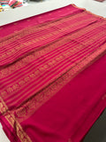 Semi Mysore Silk Small Border Jhumki Buttas - Rani Pink - AU27