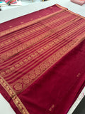 Semi Mysore Silk Small Border Jhumki Buttas - Maroon - AU27