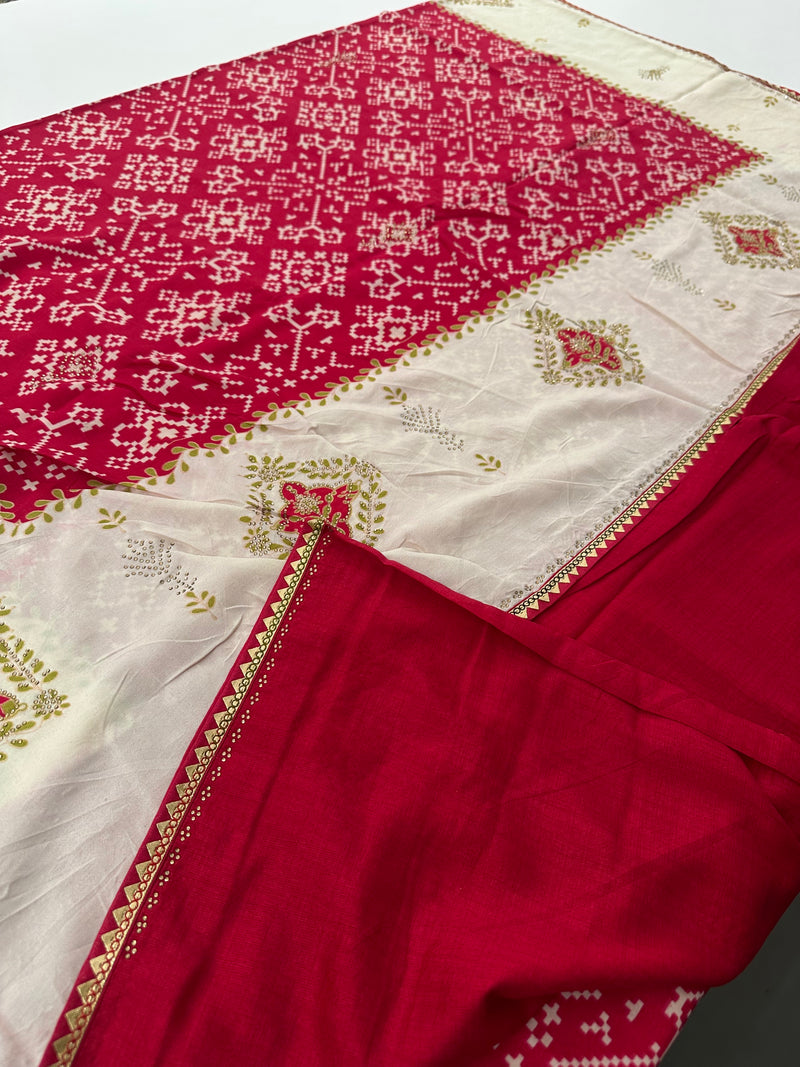 Patola Stone Work Fancy Saree-J30