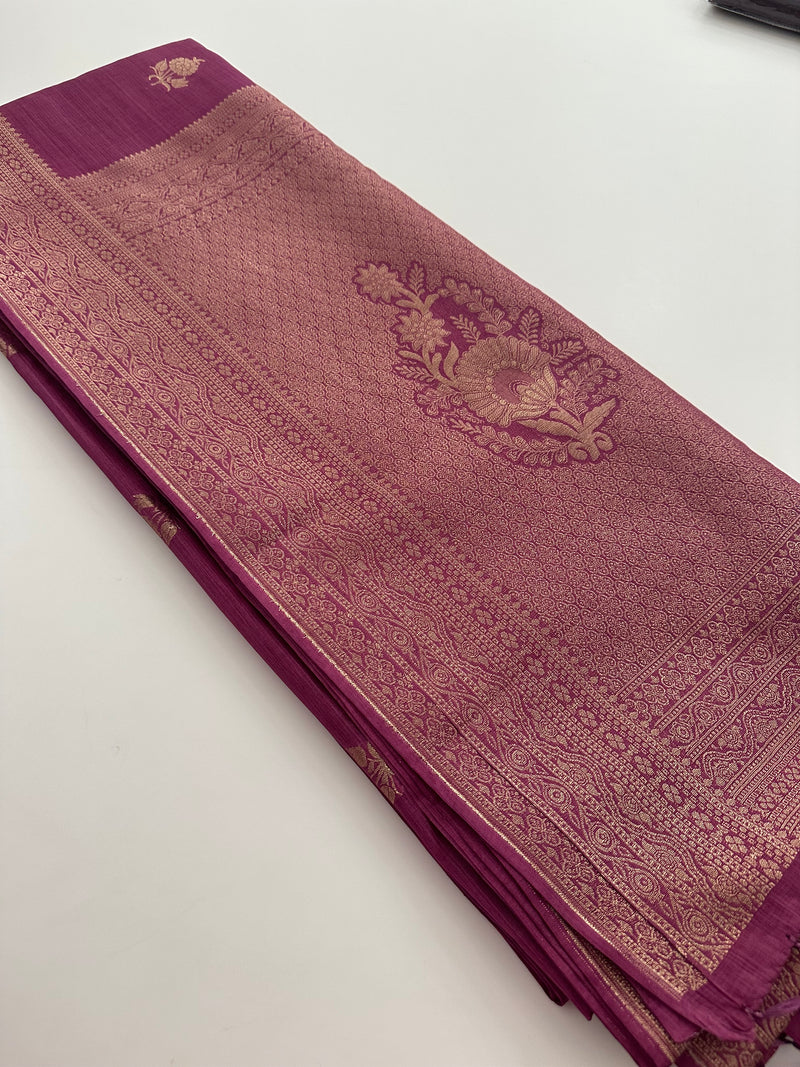Venkatagiri fancy soft Linen Cotton sarees with self blouse and fancy Border and Butties all over🌹 - AU12