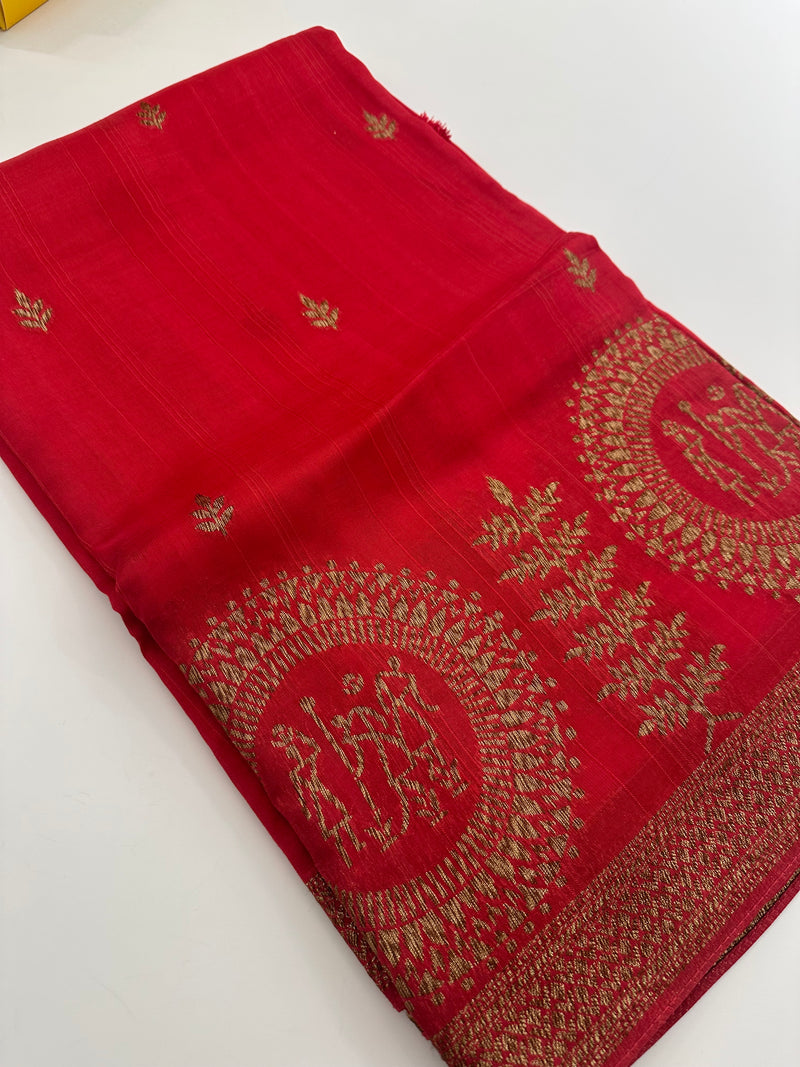 Jute Tussar Designer Sarees beautiful colour combinations🌹-AU9