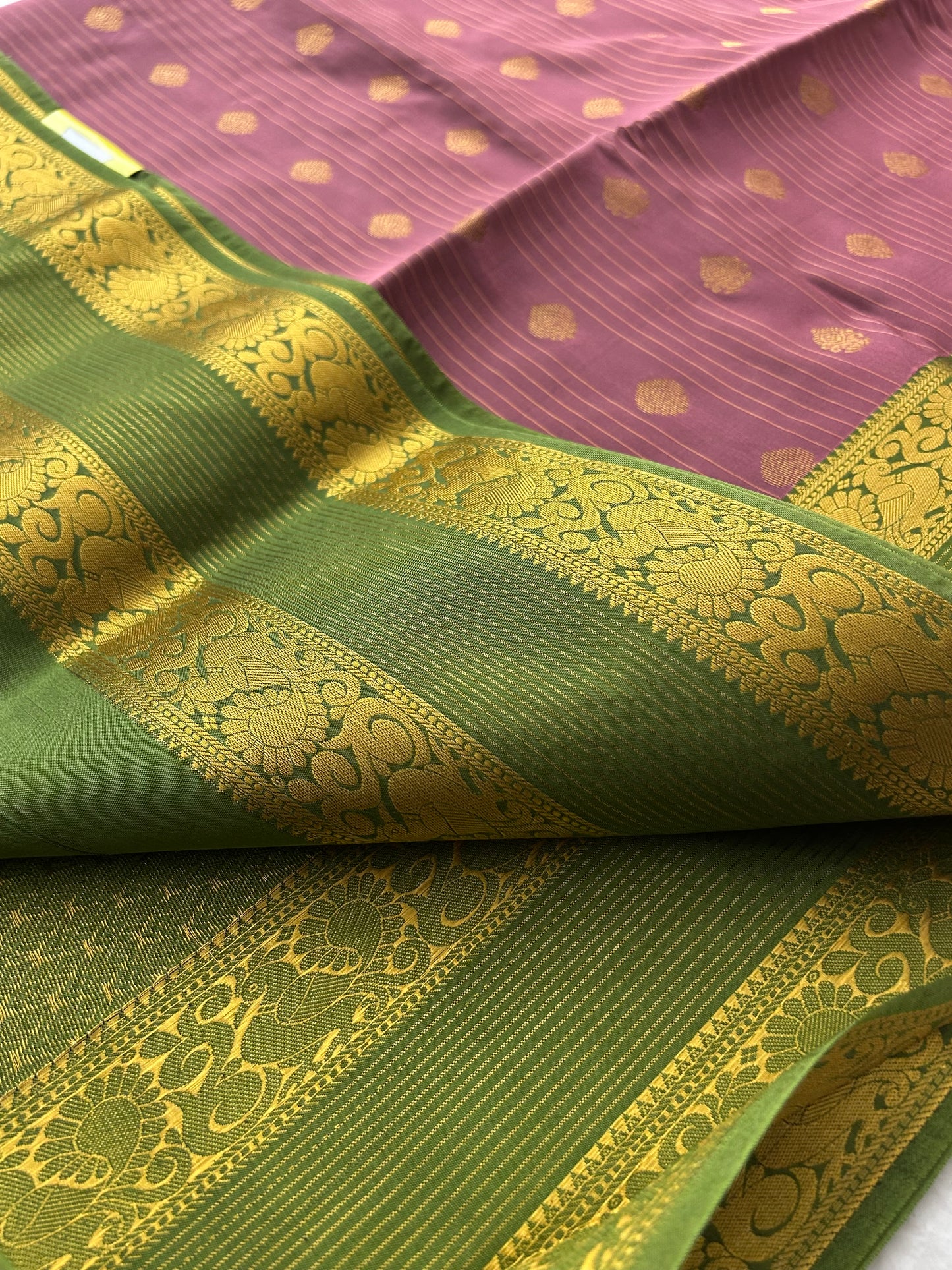 Ananta semi silk saree-Light pink X green