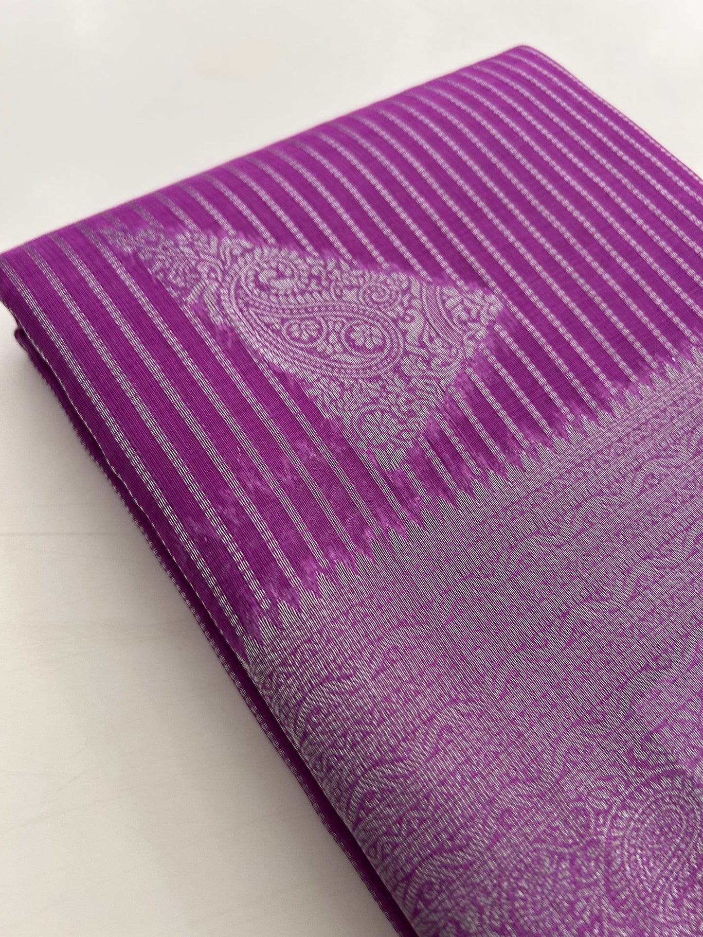 Lavender silver linen cotton saree-DC712