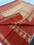 Garuda Bentex Border With Small Checks Pattern in Semi Mysore Silk Saree -J29