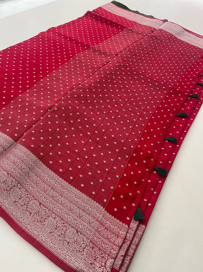 Banarsi Crape Silver Butties