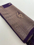Venkatagiri fancy soft Linen Cotton sarees with self blouse and fancy Border and Butties all over🌹 - AU12