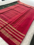 Semi Crepe Checks Saree - Green x Pink AU25