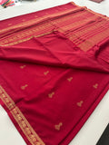 Semi Mysore Silk Small Border Jhumki Buttas - Red - AU27