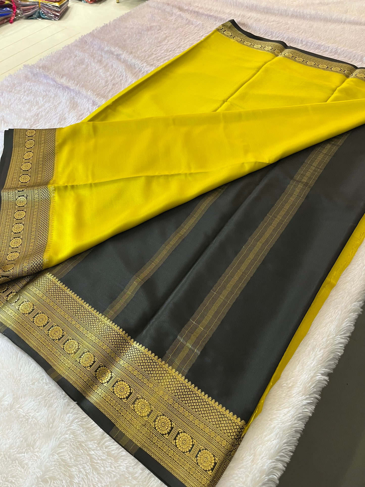 100 GSM Pure Mysore Crape silk saree