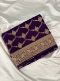 Purple Satin Kora Banaras Saree with Rich Gold Zari Jaal All Over JU23