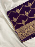 Purple Satin Kora Banaras Saree with Rich Gold Zari Jaal All Over JU23