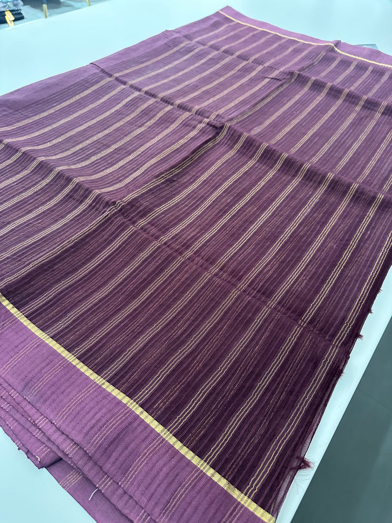 Purple X Lavender Kota Cotton Saree – Striped Pattern AU24