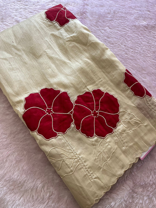 Pure Tussar Silk Appliqué