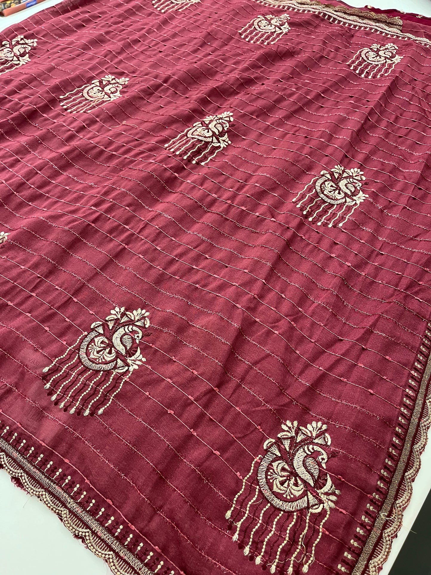 Tussar fancy embroidery buttas