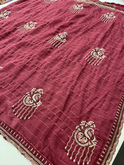 Tussar fancy embroidery buttas