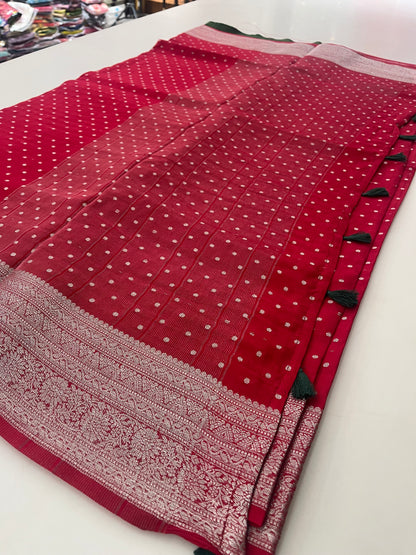 Banarsi Crape Silver Butties