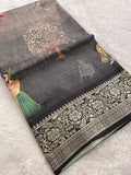 Kalamkari Printed Crape-JU14